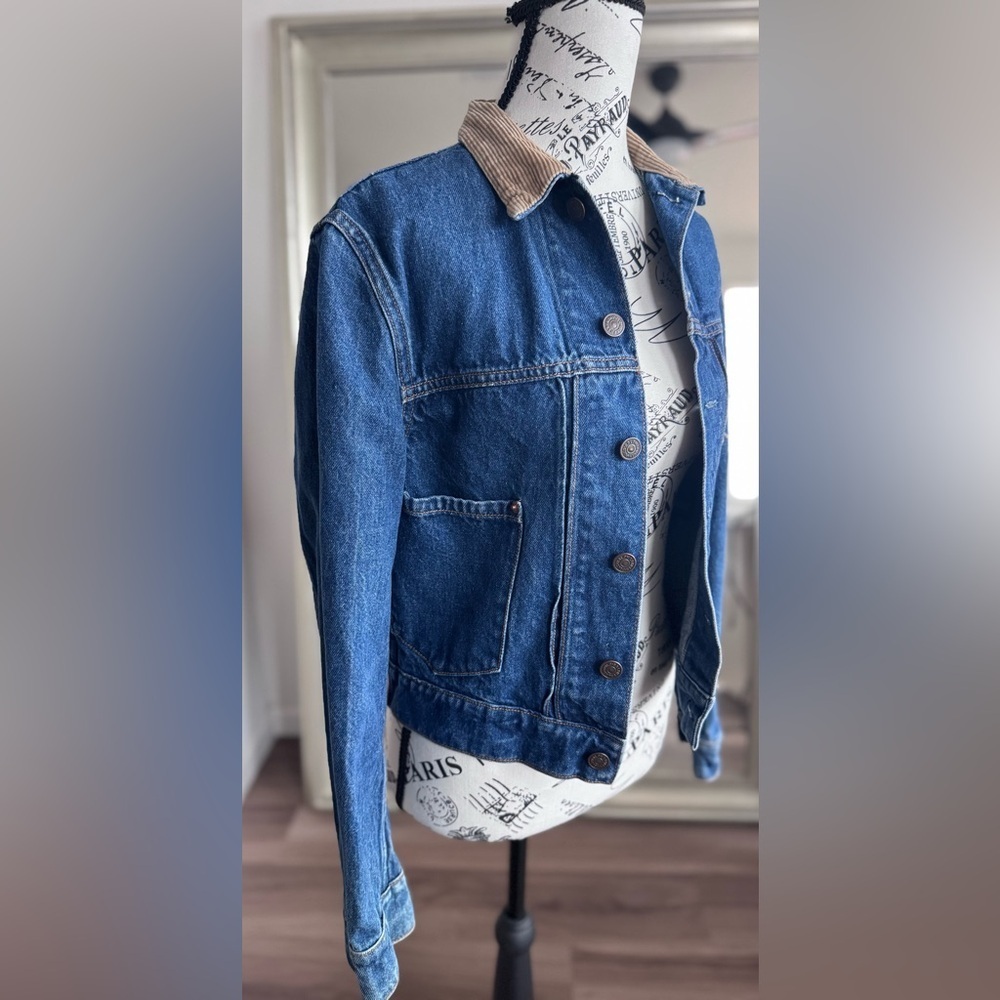 vintage 80s 90s ralph lauren western denim corduroy collar jean jacket - Picture 2 of 13